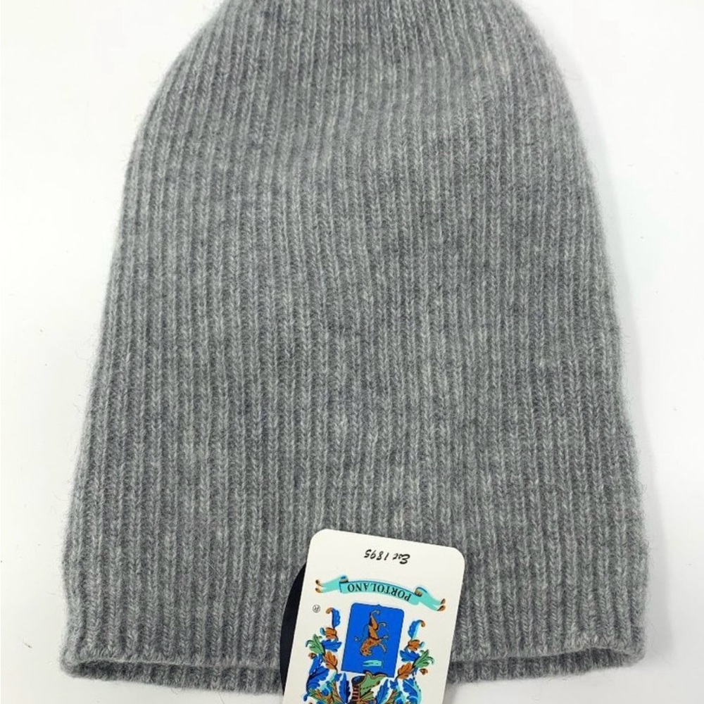 NEW Women’s Portolano cashmere slouch beanie hat grey - Picture 2 of 10